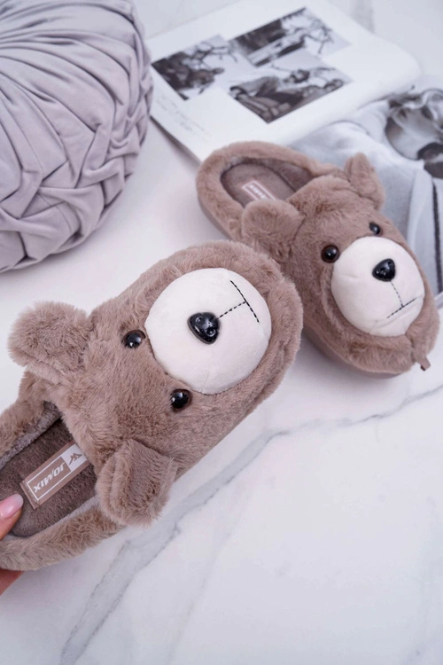 Papcie Damskie Z Futerkiem Miś Brązowe Bear