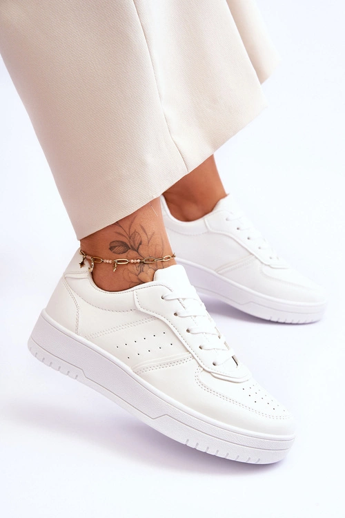 Klasyczne Sportowe Buty Na Platformie Białe Feel It