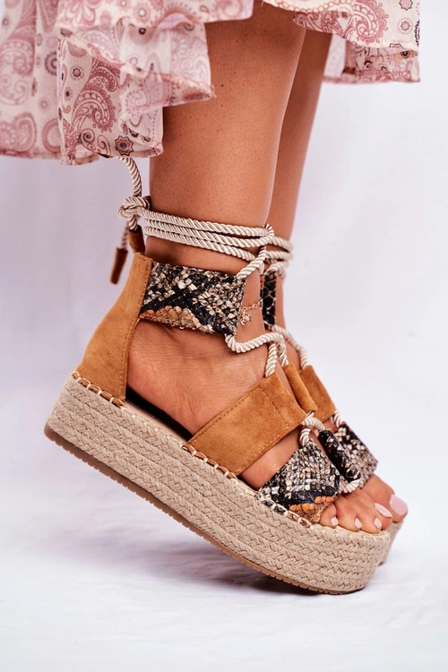 Espadryle Damskie Na Platformie Lniane Snake India
