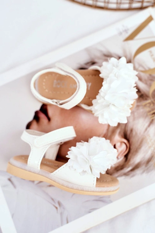 Dziecięce Sandałki Na Rzep Świecące Białe Milena