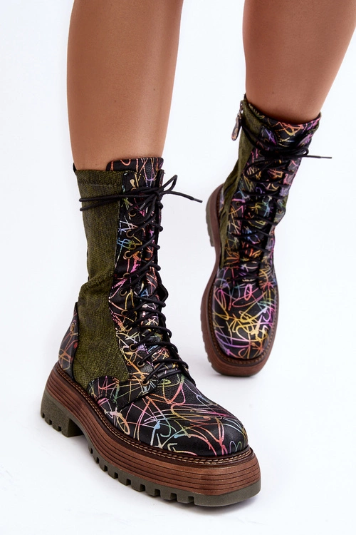 Damskie Skórzane Botki Workery Maciejka 06203-09 Multikolor