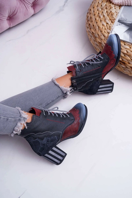 Botki Damskie Skórzane Trzewiki Maciejka Czarne 03190-01