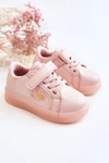 Dziecięce Skórzane Buty Sportowe Na Rzep Różowe Baylene