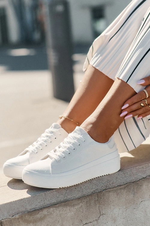 Materiałowe Trampki Damskie Na Platformie Big Star RR274463 Białe