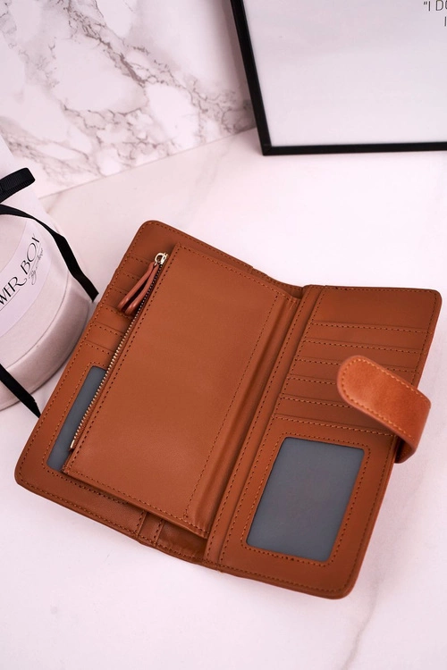 Duży Portfel Damski Z Dodatkowym Miejscem Na Karty Brązowy