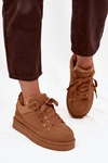 Sneakersy Damskie Ocieplane Futerkiem Camel Cyrissa