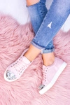 Lu Boo Trampki z Błyszczącymi Kryształami Pudrowy Róż