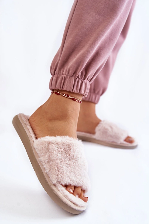 Domowe Papcie Klapki Z Futerkiem Inblu EK-05-011 Beżowe