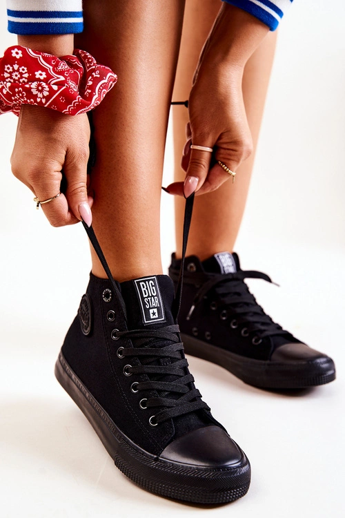 Damskie Wysokie Trampki Big Star FF274A170 Czarne