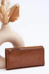 Damski Portfel Zapinany Na Magnes Brązowy Harmale