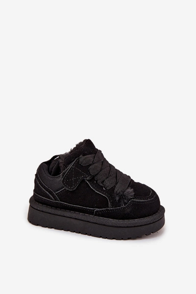 Dziecięce Sneakersy Ocieplane Futerkiem Czarne Mireen