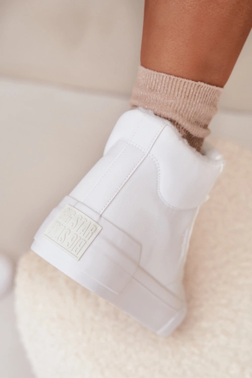 Ocieplane Trampki Damskie Na Platformie Big Star OO274794 Białe