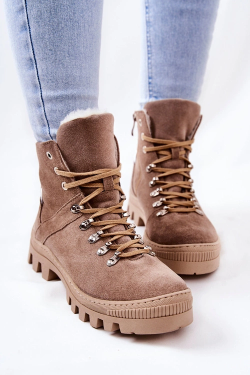 Ocieplane Zamszowe Botki Piasek Sandstorm