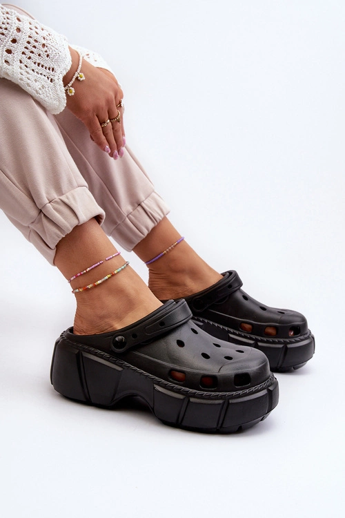 Klapki Damskie Piankowe Na Masywnej Podeszwie Czarne Witima