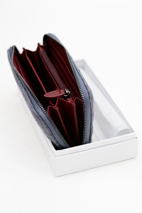 Duży Szary Damski Portfel Jeans DIANA&CO