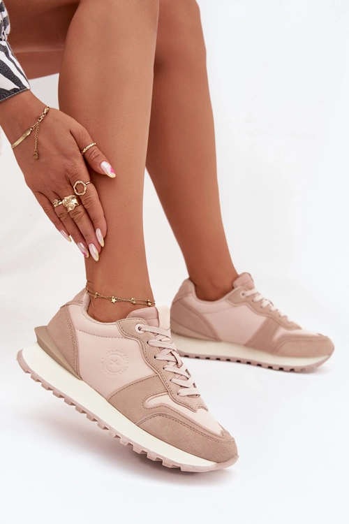 Skórzane Sneakersy Damskie Big Star OO274521 HI-POLY SYSTEM Nude