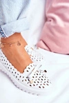 Mokasyny Damskie Skórzane Ażurowe LR71515 Białe Murrieta