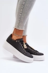 Sneakersy Damskie Z Ozdobą Czarne Celedria
