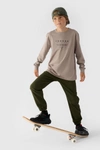 Chłopięce Spodnie Joggery Casual Gładkie 4F 4FJWMM00TTROM0812-43S Khaki