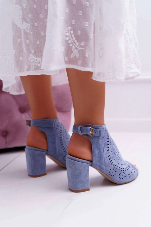 Damskie Sandały Na Słupku Peep Toe Błękitne Florina