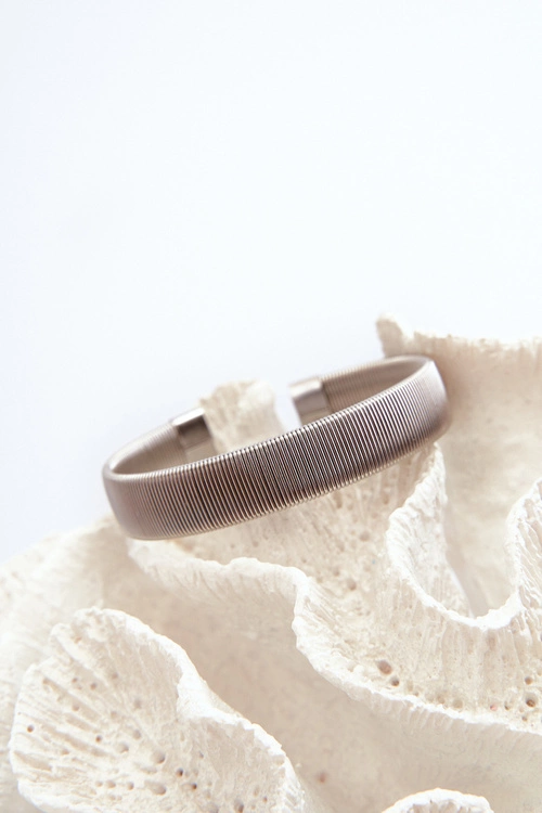 Elastyczna Bransoleta Damska Ze Stali Nierdzewnej Srebrna