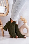 Zamszowe Ażurowe Botki Maciejka 05420-09 Zielone