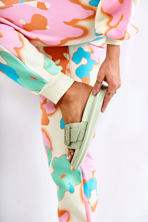 Damskie Skórzane Klapki Z Klamrą Zielone Devia