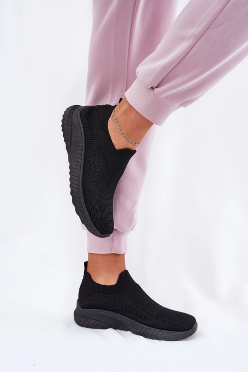 Wsuwane Materiałowe Buty Sportowe Damskie Czarne Minstina