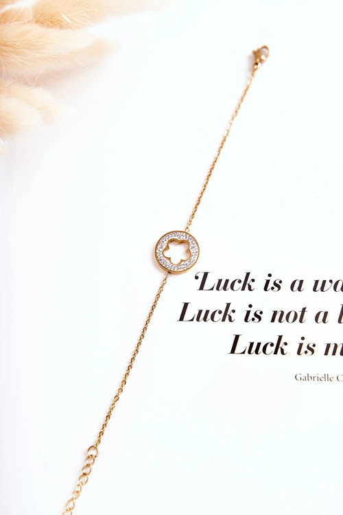 Damska Bransoletka Celebrytka Kwiat I Cyrkonie Złota