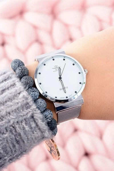 Srebrny Elegancki Damski Zegarek Michael John