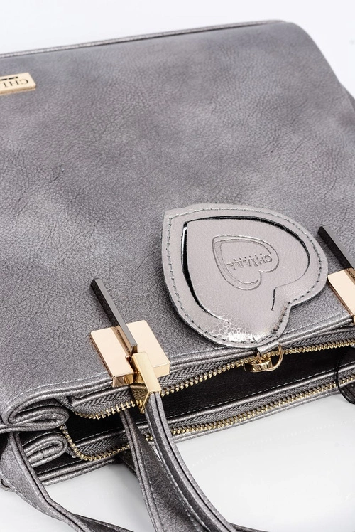 Duża Srebrna Torebka Damska + Saszetka + Lustereczko POLSKA