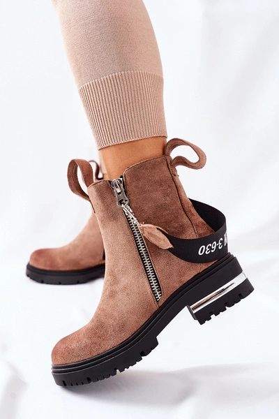 Ocieplane Botki Z Suwakiem Brązowe Cortona