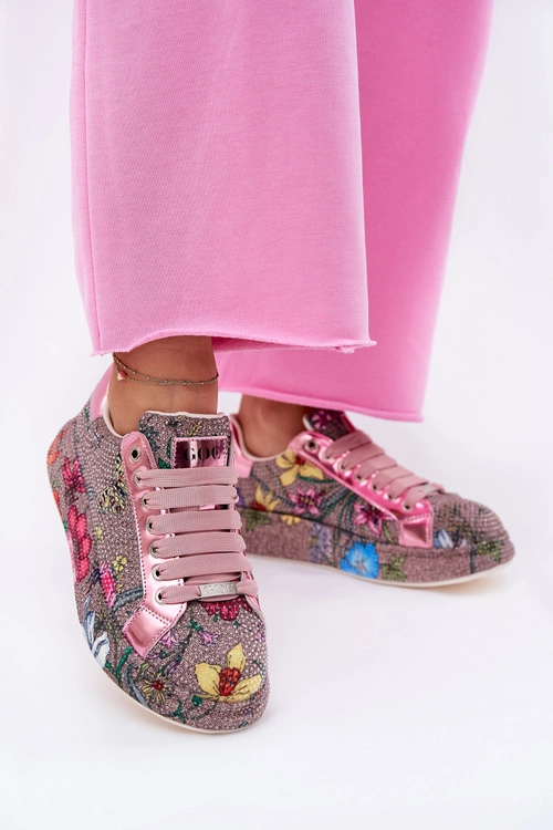 Wzorzyste Sneakersy Na Platformie Ze Zdobieniem GOE RR2N4002 Multikolor