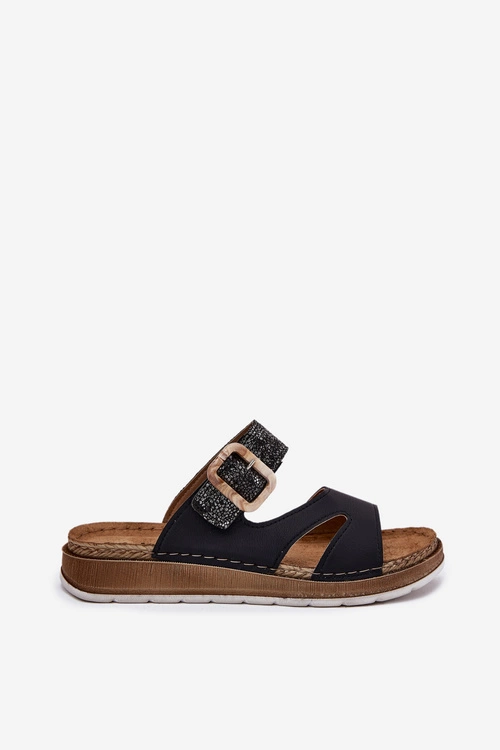 Lekkie Klapki Damskie Z Klamrą Inblu GS000055 Czarne