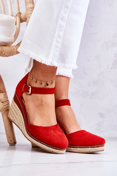 Damskie Espadryle Na Koturnie Czerwone Tamarill