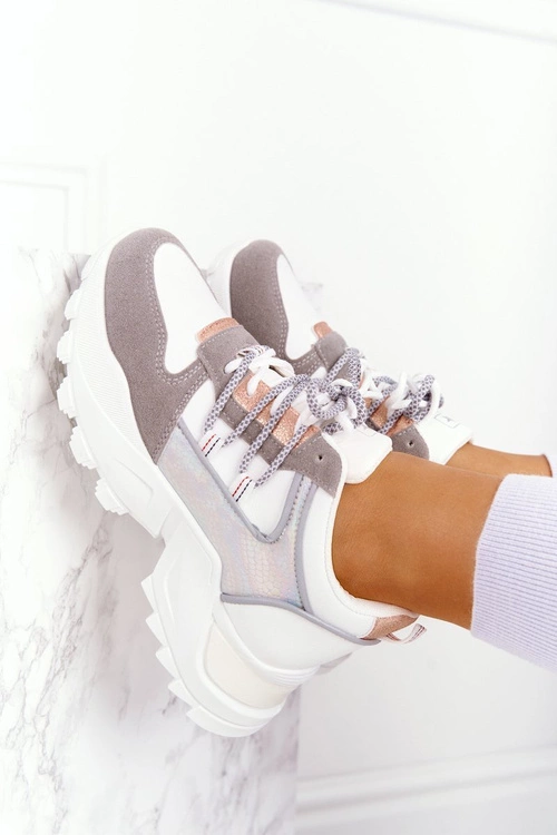 Damskie Sneakersy Na Masywnej Podeszwie Białe Power