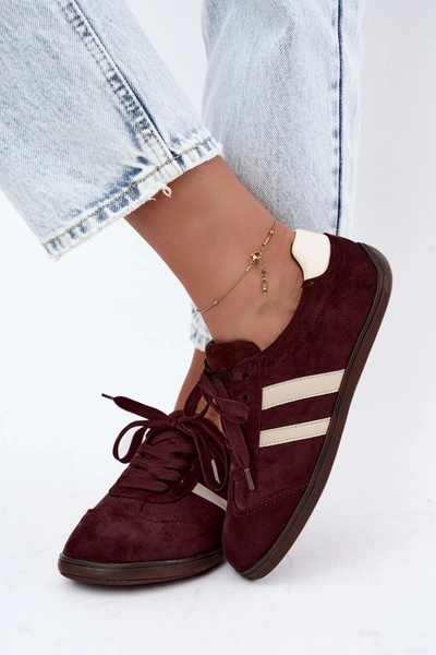Sneakersy Damskie Barefoot Bordowe Kessy