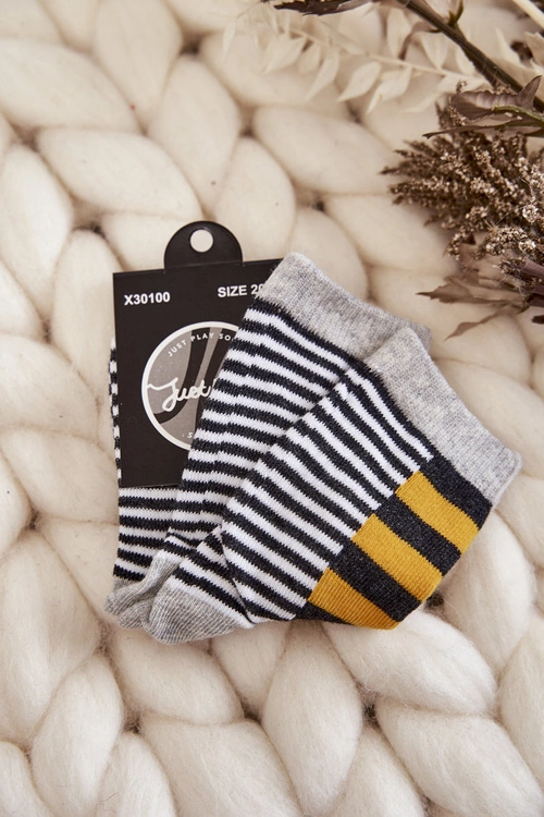 Dziecięce Klasyczne Skarpety W Pasy I Paseczki Żółte