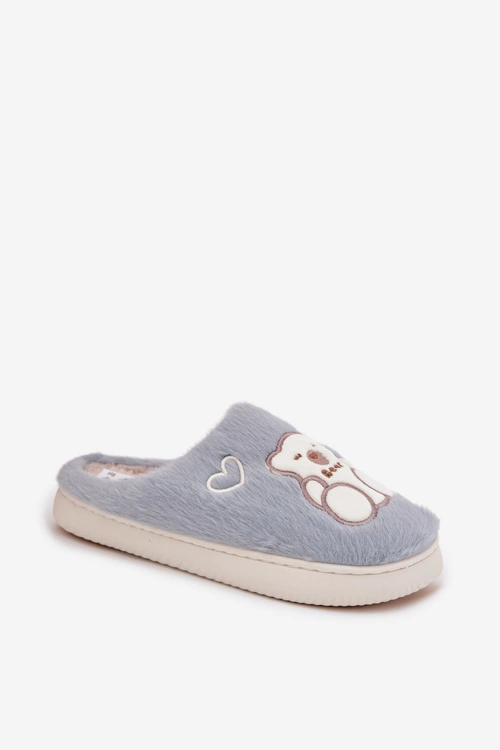 Futrzane Kapcie Z Misiem Niebieskie Noralie