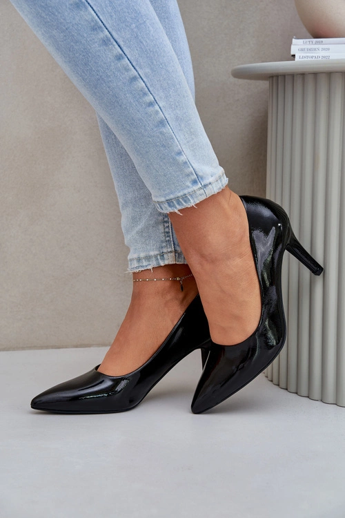 Szpilki Z Lakierowanej Eko Skóry Czarne Sanalitia