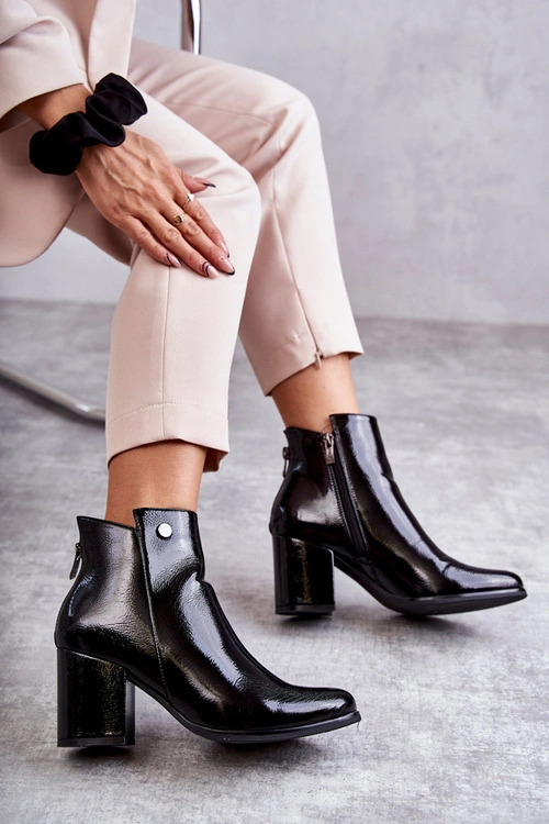 Damskie Lakierowane Botki Na Suwak La.Fi 260039B-LA Czarne