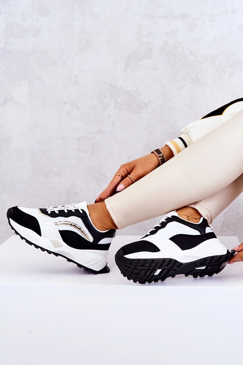 Sportowe Buty Sneakersy Czarno-Białe Revenge