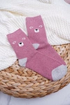 Damskie Skarpetki Ciepłe Różowe z Misiem