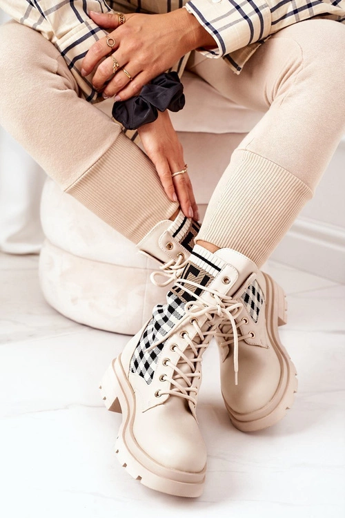 Workery Z Elastycznej Tkaniny Beżowe Love Story