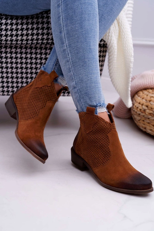 Botki Damskie Brązowe Skórzane Exquisite 1166