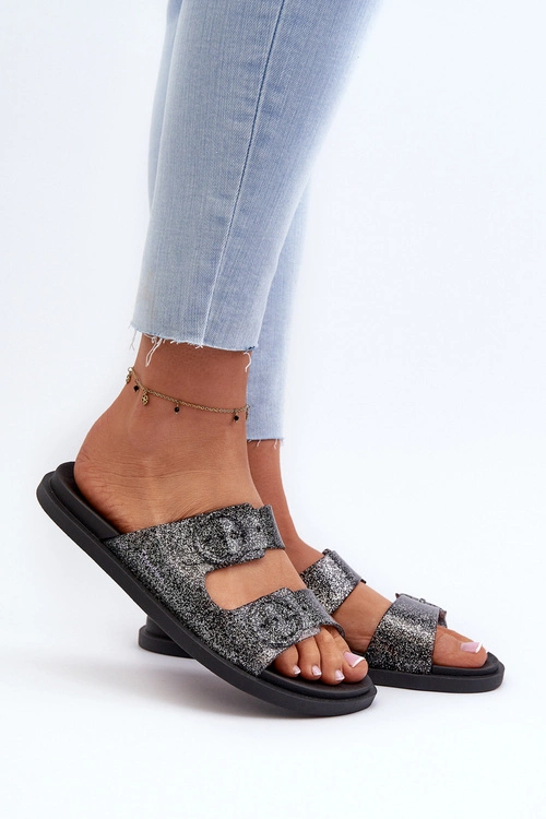 Brokatowe Klapki Damskie Z Klamrami 83530 Ipanema Follow Fem Czarne