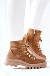 Ocieplane Zamszowe Botki Beżowe Sandstorm