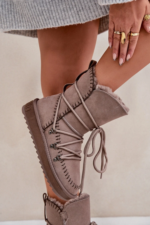 Śniegowce Damskie Z Naturalnego Zamszu D.Franklin DFSH375004 Taupe