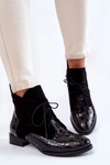 Skórzane Botki Na Płaskim Obcasie Maciejka 2878J-01 Czarne