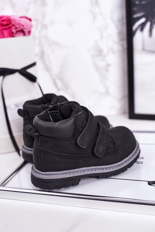 Dziecięce Traperki Na Rzepy Czarne Moa